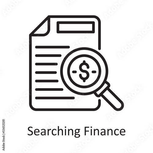 Searching Finance Vector Outline Icon Design illustration. Banking and Payment Symbol on White background EPS 10 File