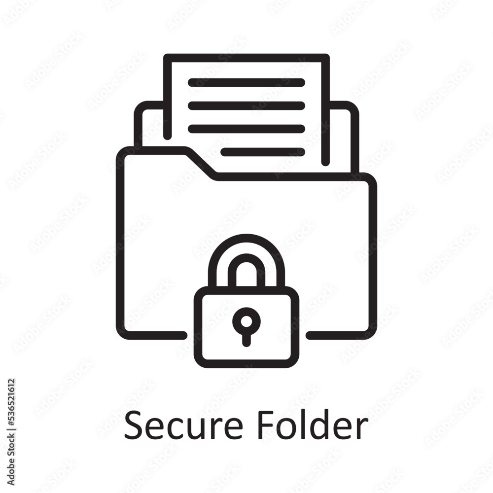 Secure Folder Vector Outline Icon Design illustration. Banking and Payment Symbol on White background EPS 10 File Secure Folder Vector Outline Icon Design illustration. Banking and Payment Symbol on White background EPS 10 File