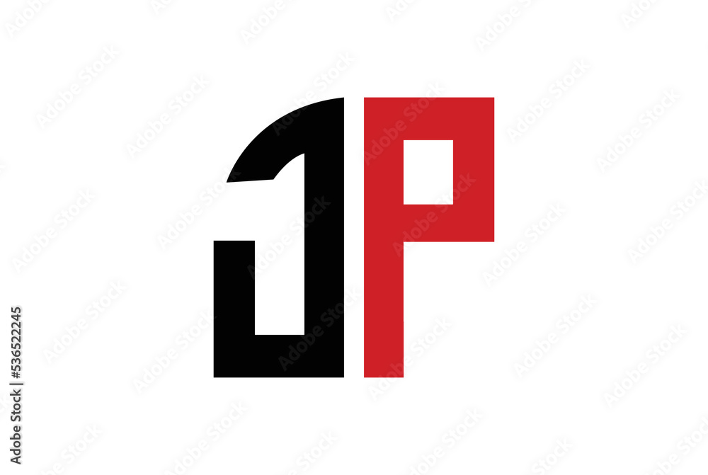 JP monogram logo with unique shape and negative space style ribbon design template JP monogram logo with unique shape and negative space style ribbon design template