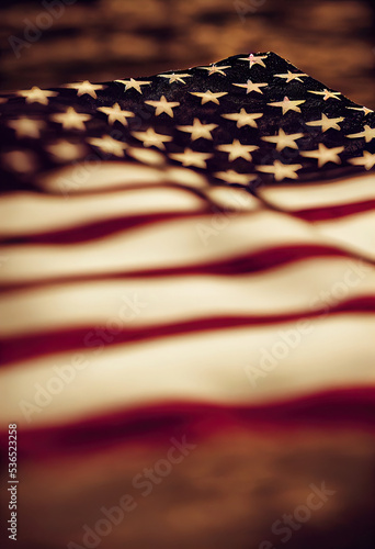American flag for veterans day 3d illustrated 