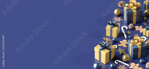 Christmas background with christmas decoration - 3d rendering