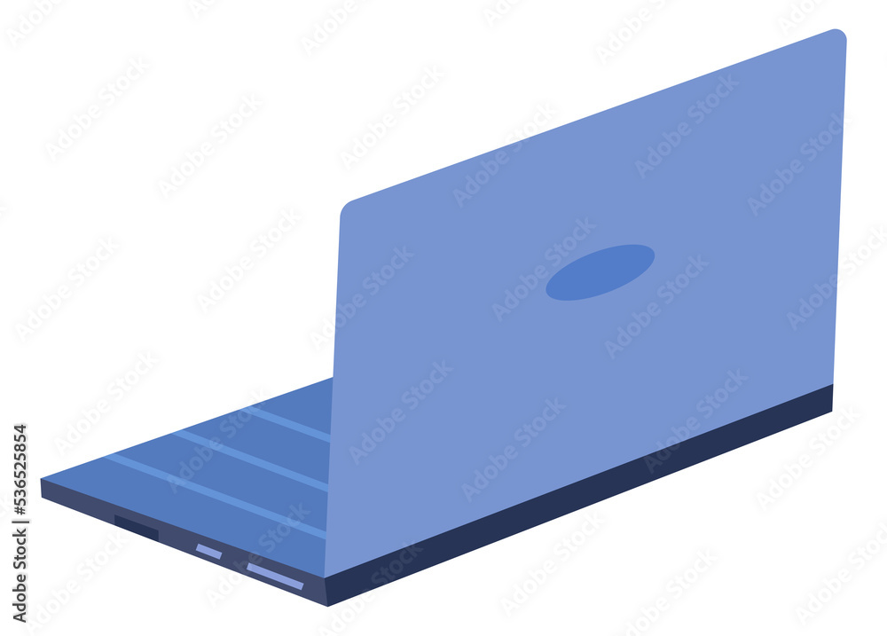 Laptop icon. Blue mobile computer. Open notebook Laptop icon. Blue mobile computer. Open notebook