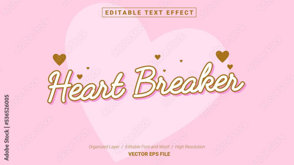 Editable Heart Breaker Font Design. Alphabet Typography Template Text Effect. Lettering Vector Illustration for Product Brand and Business Logo.
