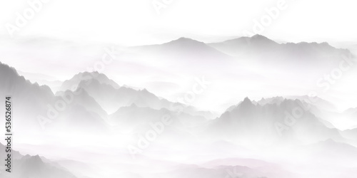 mountains in the fog