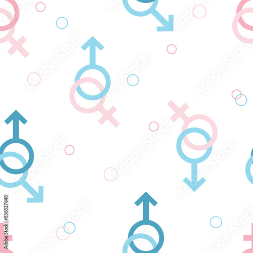 Symbols of sexes and genders. Seamless vector pattern with genders. Male and female, homosexual and heterosexual.