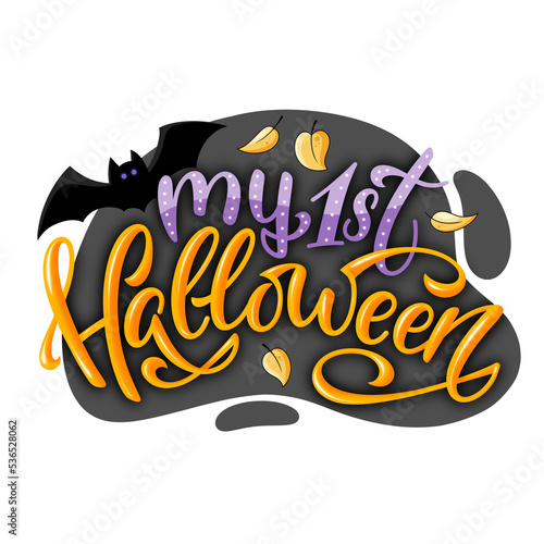 My 1st Halloween png lettering shirt design. Baby print fall holiday