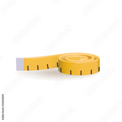 Vector clothmeasure measuring tape yellow 3D. Vector