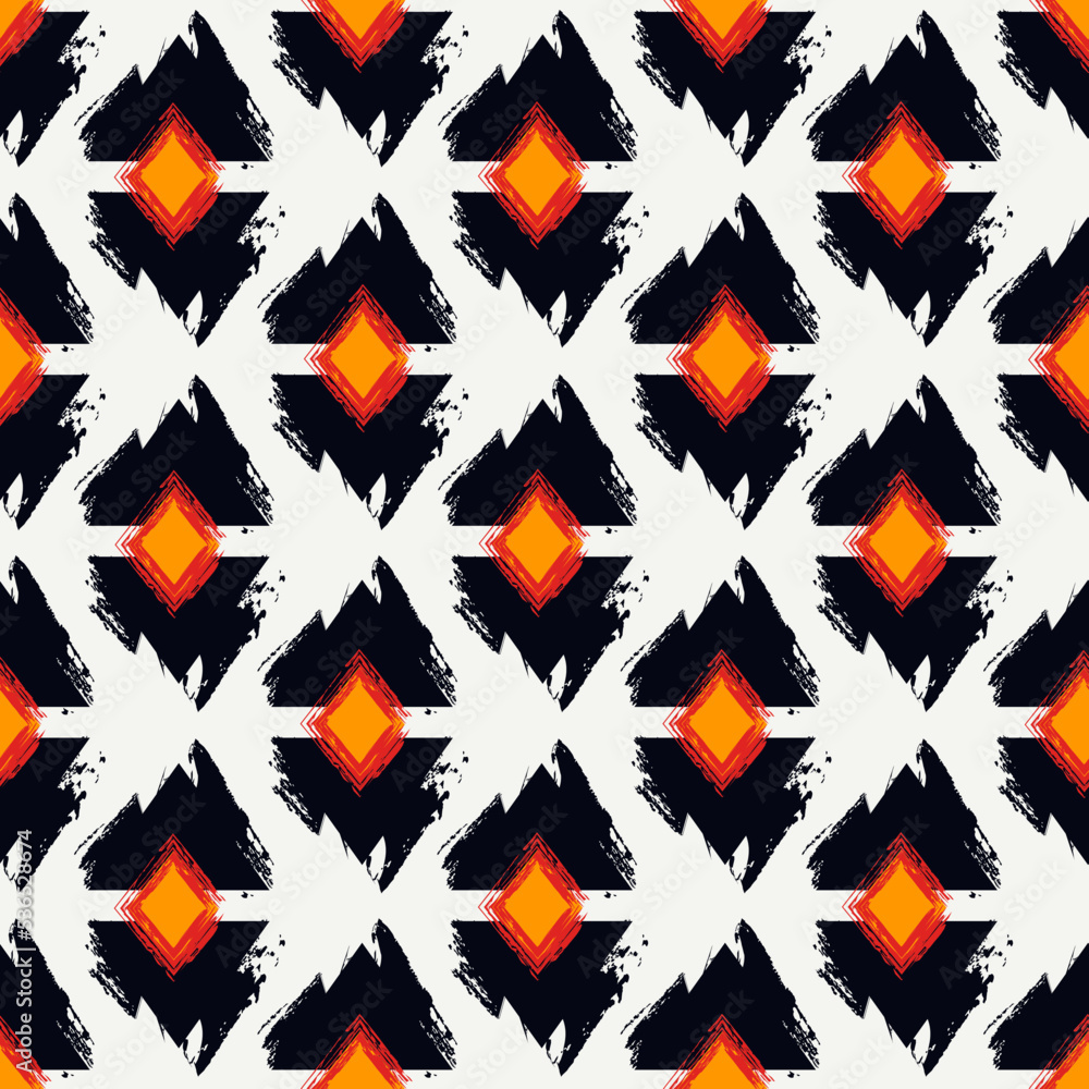 Paint brush rhombuses ornament. Seamless lozenges pattern. Hand drawn diamonds backdrop. Tiles wallpaper. Ethnic motif. Geometric background. Digital paper. Geometrical textile print. Paint brush rhombuses ornament. Seamless lozenges pattern. Hand drawn diamonds backdrop. Tiles wallpaper. Ethnic motif. Geometric background. Digital paper. Geometrical textile print.