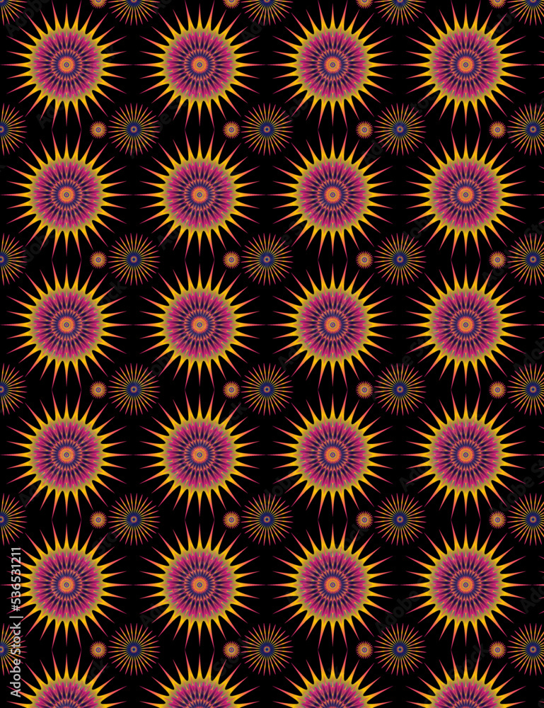 set seamless fuchsia and yellow sunrise flower pattern background design vector set seamless fuchsia and yellow sunrise flower pattern background design vector