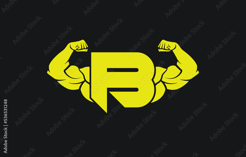 Fitness Gym Logo With Letter B, Bicep Flex Logo, Design, Vector, Emblem ...