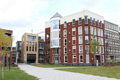 Amsterdam Memeleiland Residential Buildings with Stone Path and Grass, Netherlands © Monica
