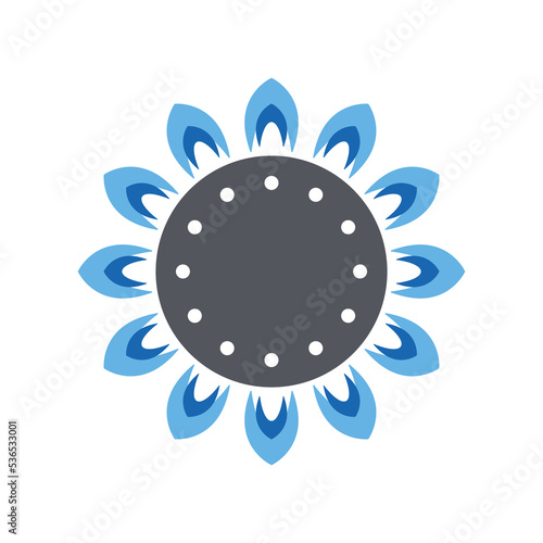 Natural gas flat icon top view. Burner stove sign. Vector illustration on white background