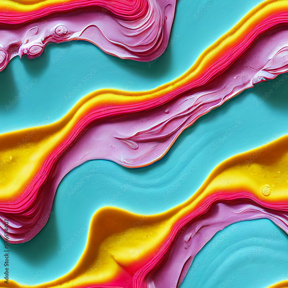 Rainbow volumetric seamless pattern in 3D style. Splash swirling multicolour repeat pattern Rainbow volumetric seamless pattern in 3D style. Splash swirling multicolour repeat pattern