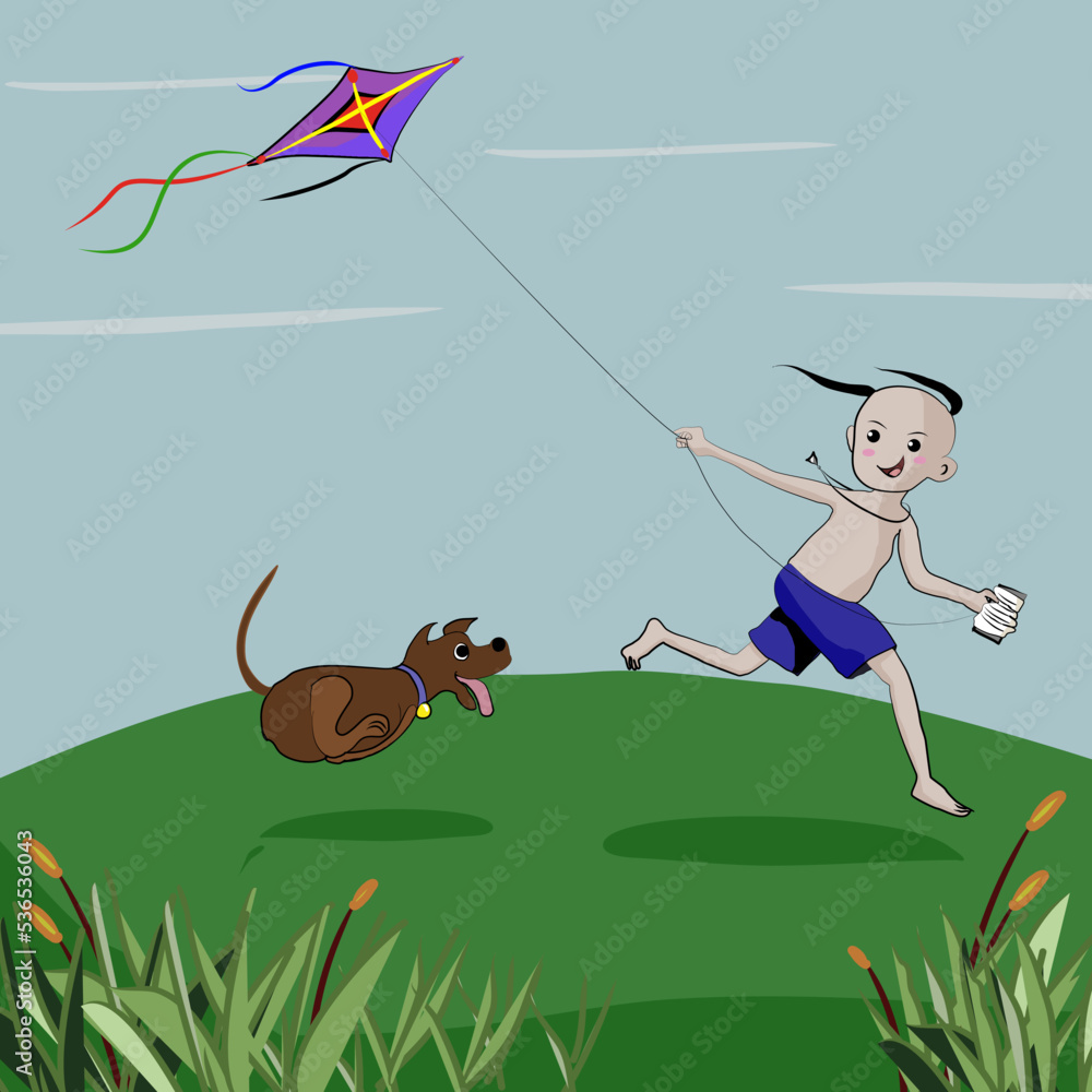 The play of Thai children in the past play of a skinny boy playing a