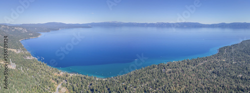 Panorama of Lake Tahoe from Above During the Day