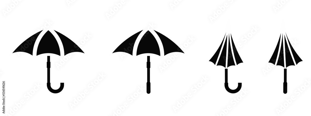 Umbrella vector icon isolated on a white background. Simple black umbrella vector icon. Signs of rain, weather. Umbrella vector icon isolated on a white background. Simple black umbrella vector icon. Signs of rain, weather.