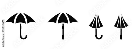 Umbrella vector icon isolated on a white background. Simple black umbrella vector icon. Signs of rain, weather.