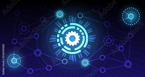 Vector illustration gear abstract technology of science background. Futuristic interface with geometric shapes. EP.1