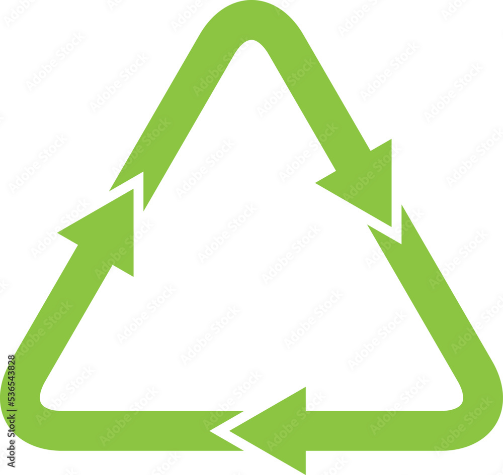 Recycle triangle arrow symbols set vector illustration. Green solid ...