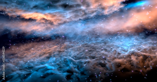 3d rendering. Space wallpaper and background. Universe with stars, constellations, galaxies, nebulae and gas and dust clouds