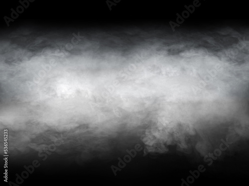 Abstract smoke texture frame over dark black background. Fog in the darkness.