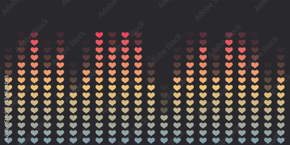 Abstract Equalizer Background with Hearts. Retro Style. Vector illustration. Abstract Equalizer Background with Hearts. Retro Style. Vector illustration.