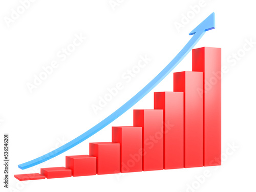 Red business graph with up arrow.,3d model and illustration. Free Download Red business graph with up arrow.,3d model and illustration. - GFXLoad