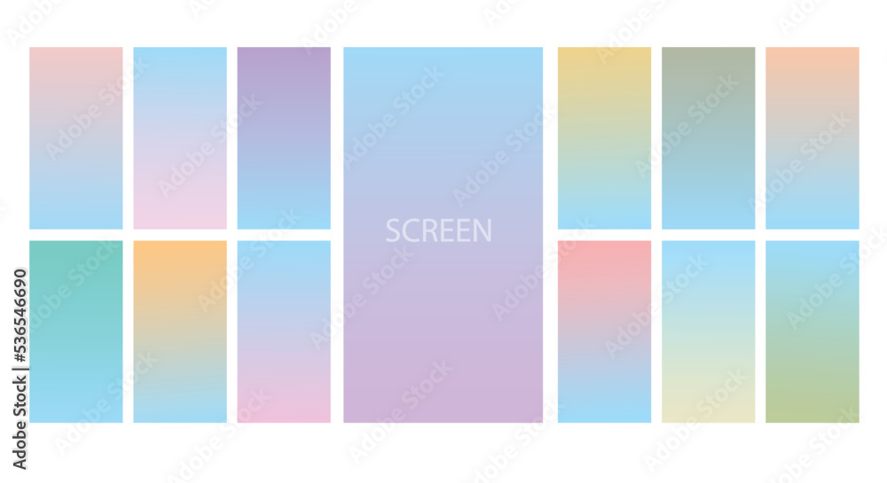 Naklejka premium Set of Pastel gradient background. Soft pastel gradient background Template. Modern screen gradient for web 