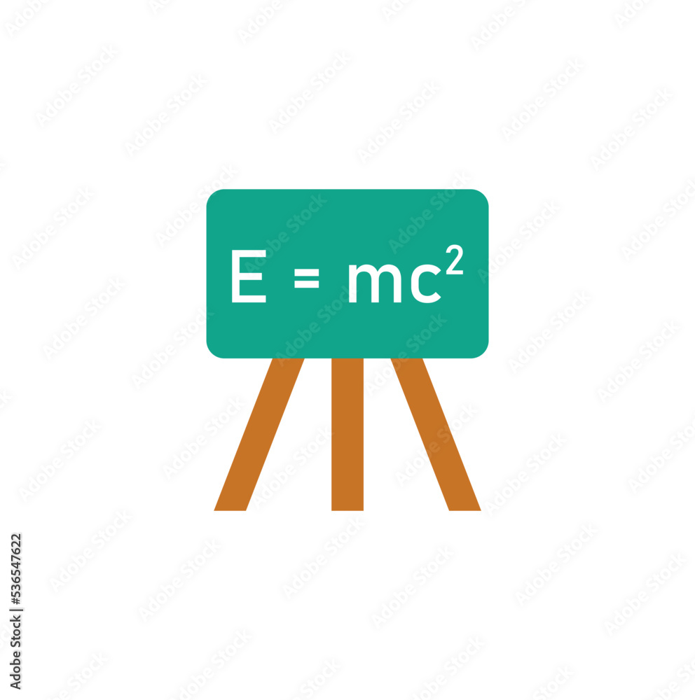 Mass energy equivalence in physics. Scientific vector illustration