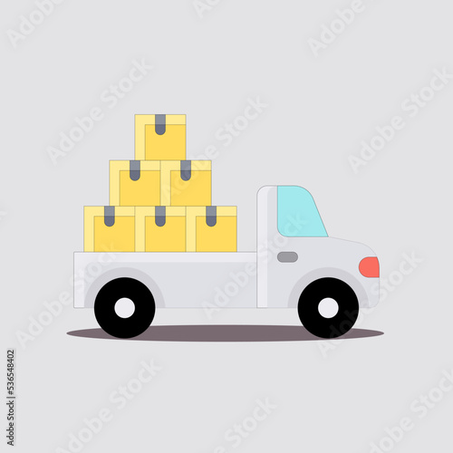Art illustration icon logo flat cartoon transportation design symbol concept of truck pick up heavy equipment