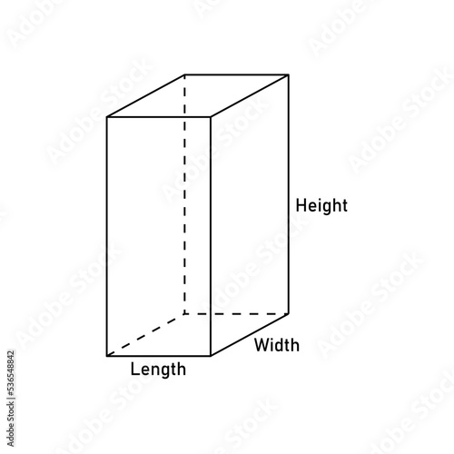3d shape of rectangular prism in mathematics. vector illustration isolated on white background.