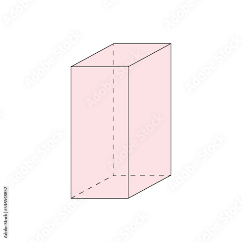 3d shape of rectangular prism in mathematics. vector illustration isolated on white background.