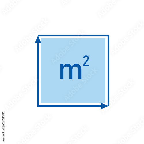 square meter icon. area m2 sign. vector illustration isolated on white background.