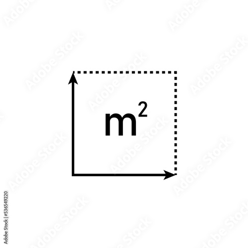 square meter icon. area m2 sign. vector illustration isolated on white background.