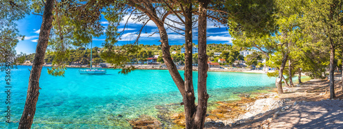 Island of Murter turquoise beach sailing panoramic view