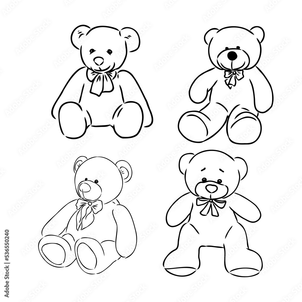 Obraz premium Bear doll icon outline flat design vector. Teddy bear icon outline