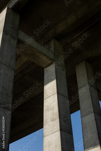 Under the pillar bridge on a sunny day
