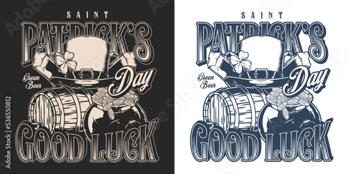 Patrick day vintage monochrome flyer