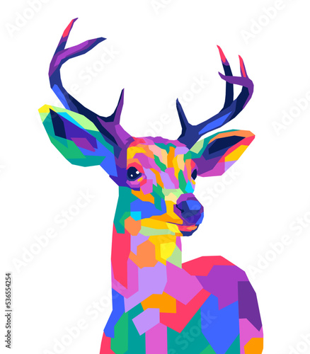 Deer pop art style isolated white background