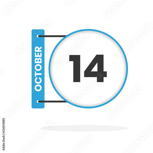 October 14 calendar icon. Date, Month calendar icon vector illustration