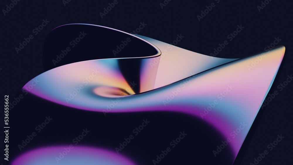 Abstract fluid 3D render iridescent modern retro futuristic dynamic ...