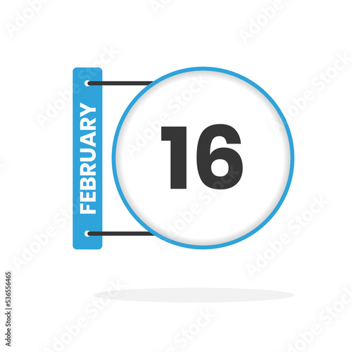 February 16 calendar icon. Date, Month calendar icon vector illustration