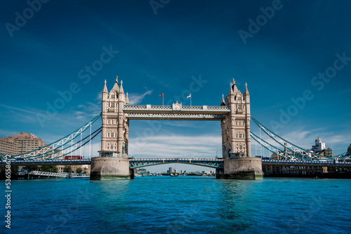 Famous Landmark of London Tower Bridge in a sunny cloudy day