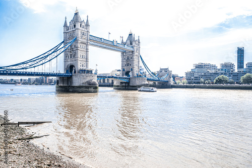 Famous Landmark of London Tower Bridge in a sunny cloudy day