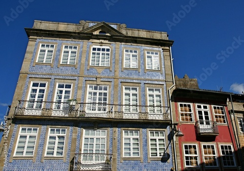 Blue traditional tile house in Braga, Norte - Portugal 