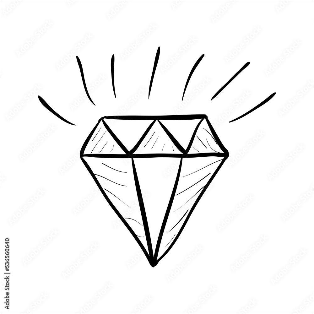 art illustration hand draw vector symbol icon of diamond on white background art illustration hand draw vector symbol icon of diamond on white background
