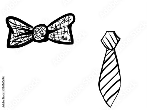 art illustration abstract hand draw vector symbol icon of set butterfly tie office