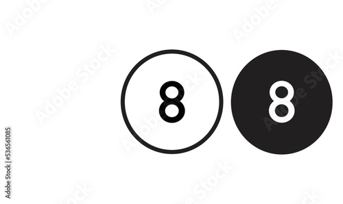 eight 8 number icon black outline for web site design 
and mobile dark mode apps 
Vector illustration on a white background