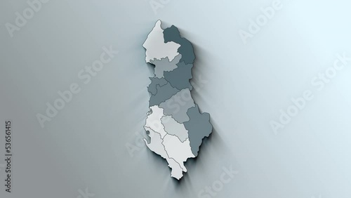 Modern White Map of Albania with Counties photo
