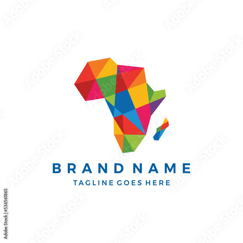 africa polygonal colourful tech logo vector icon